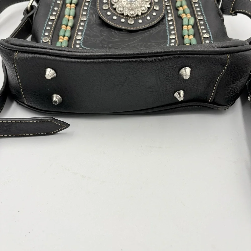 Montana West Black and Turquoise Embellished Shoulder‎ Bag &wallet